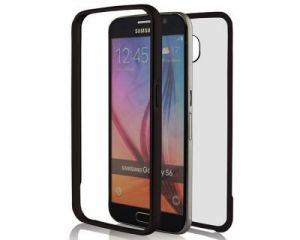 Czarne Aluminiowe etui bumper mirror ramka plecki przezroczyste Samsung Galaxy S6 - Czarny