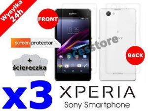 3x Folia ochronna przód / tył doSony Xperia Z1 Compact + 3x ściereczka