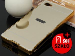 Etui Bumper plecki mirror do Sony Xperia Z5 Compact + Szkło hartowane - Złoty