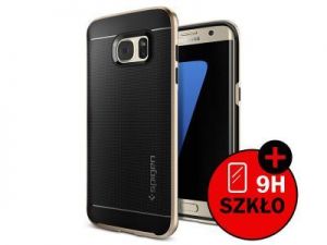 ETUI SPIGEN NEO HYBRID SAMSUNG GALAXY S7 EDGE + SZKŁO HARTOWANE - Złoty