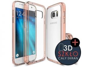 Etui Rearth Ringke Fusion Samsung Galaxy S7 + 3D CAŁE SZKŁO - Różowy