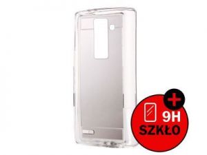 Etui lustrzane mirror gel LG K10 Srebrne + Szkło hartowane - Srebrny