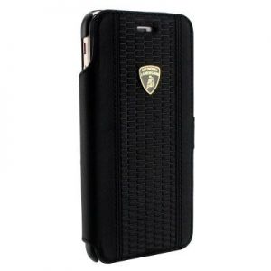 Lamborghini Huracan D2 - Etui skórzane iPhone 6/6s z kieszenią na kartę + stand up (czarny)